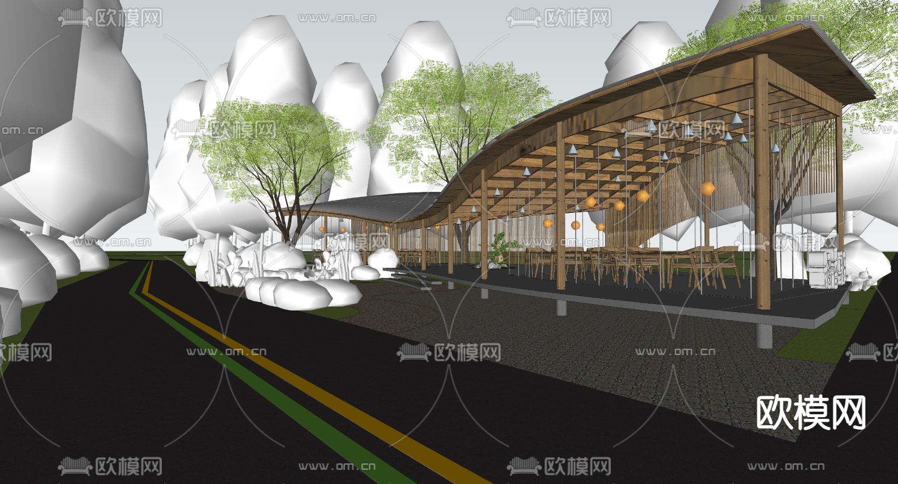 现代绿道驿站 景观驿站su模型