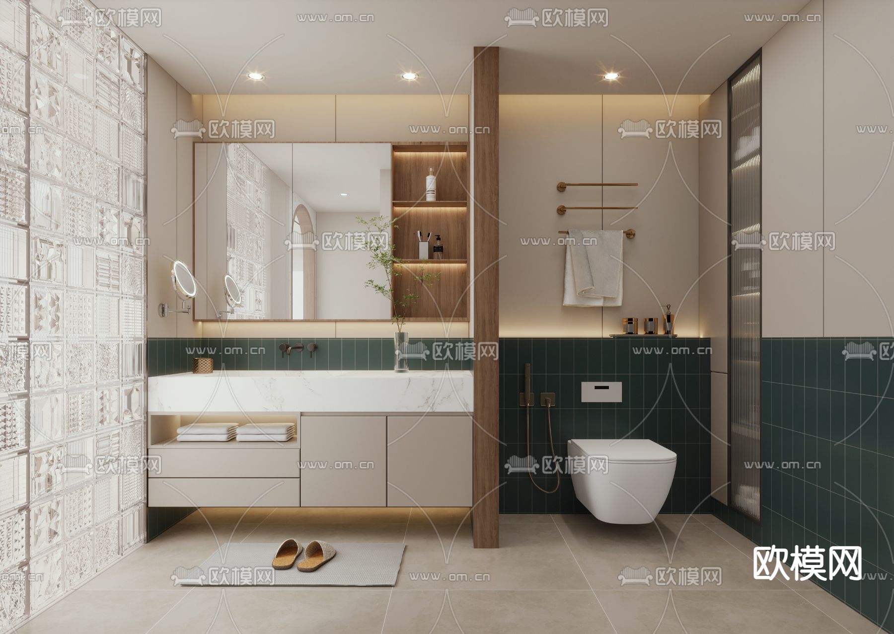 侘寂风卫生间 浴室su模型下载（渲染图1）