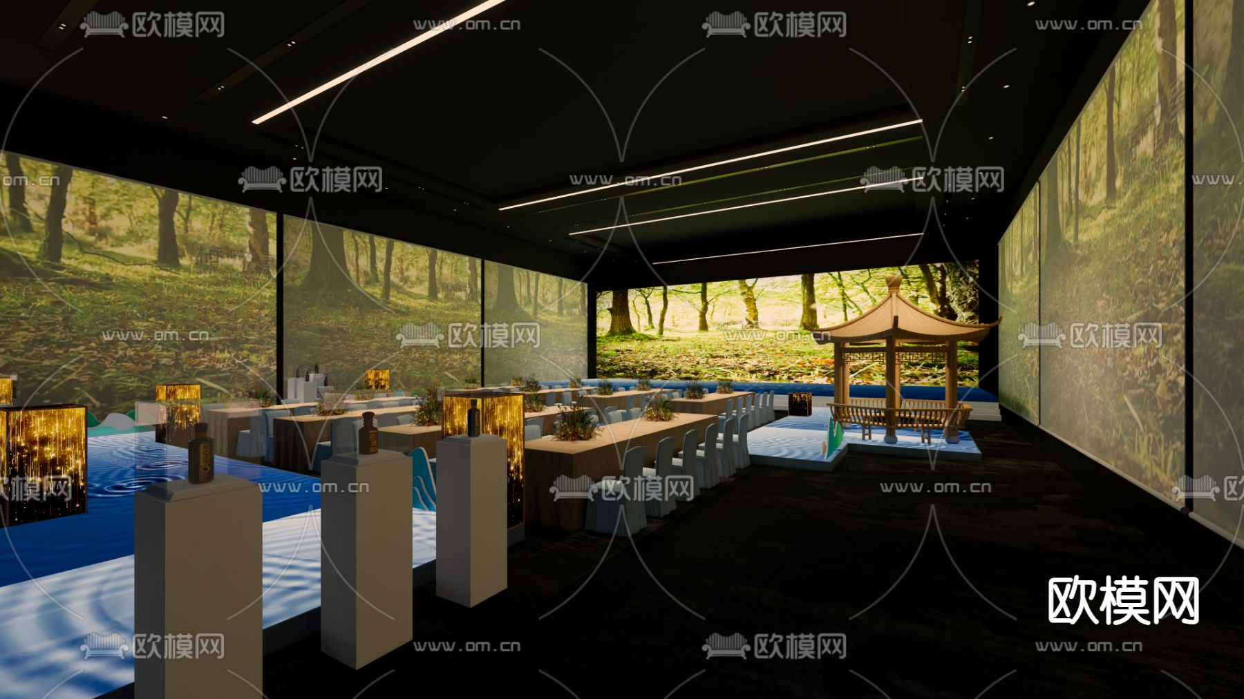 现代宴会舞台 活动现场su模型