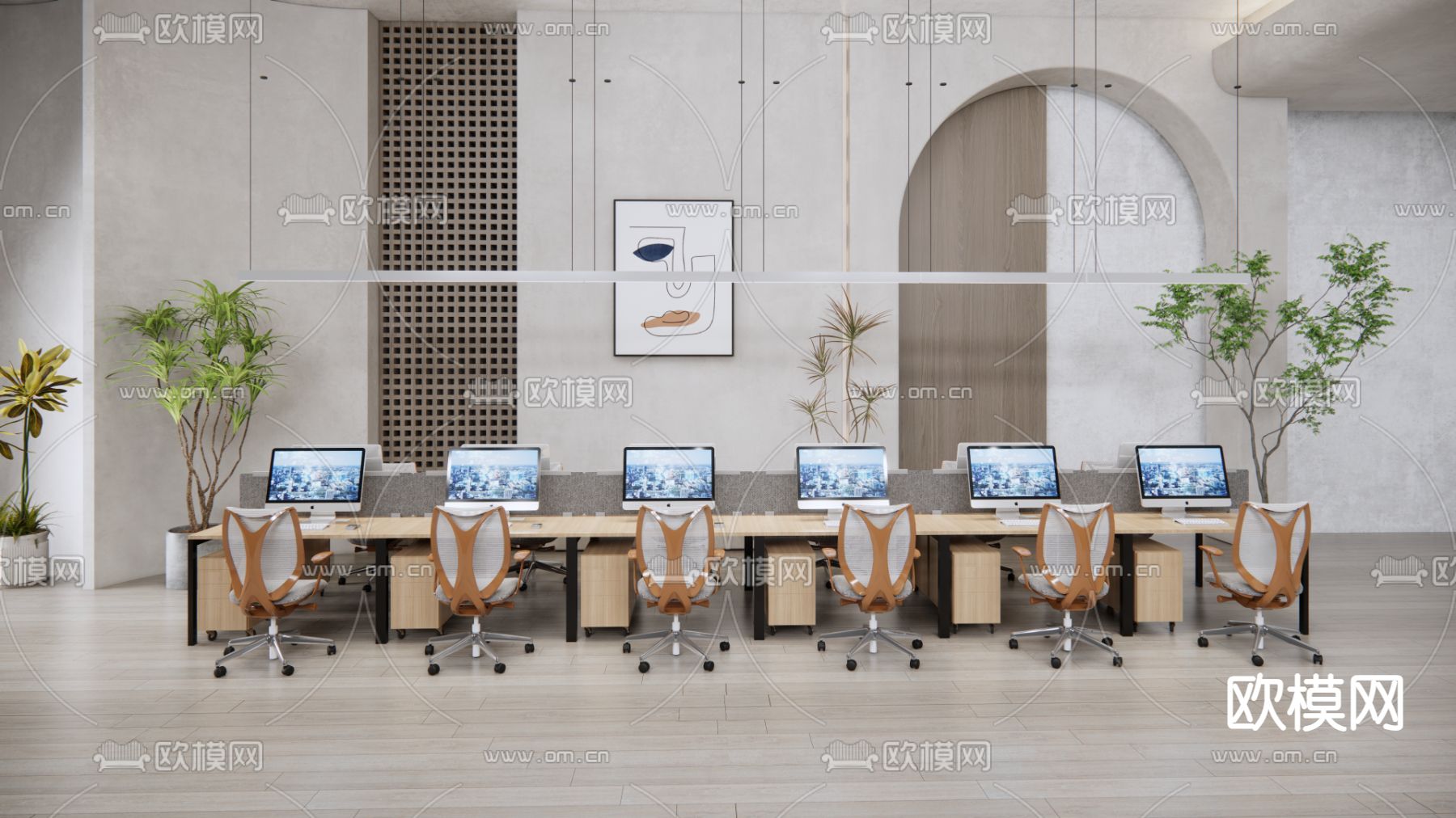 现代办公桌椅具su模型