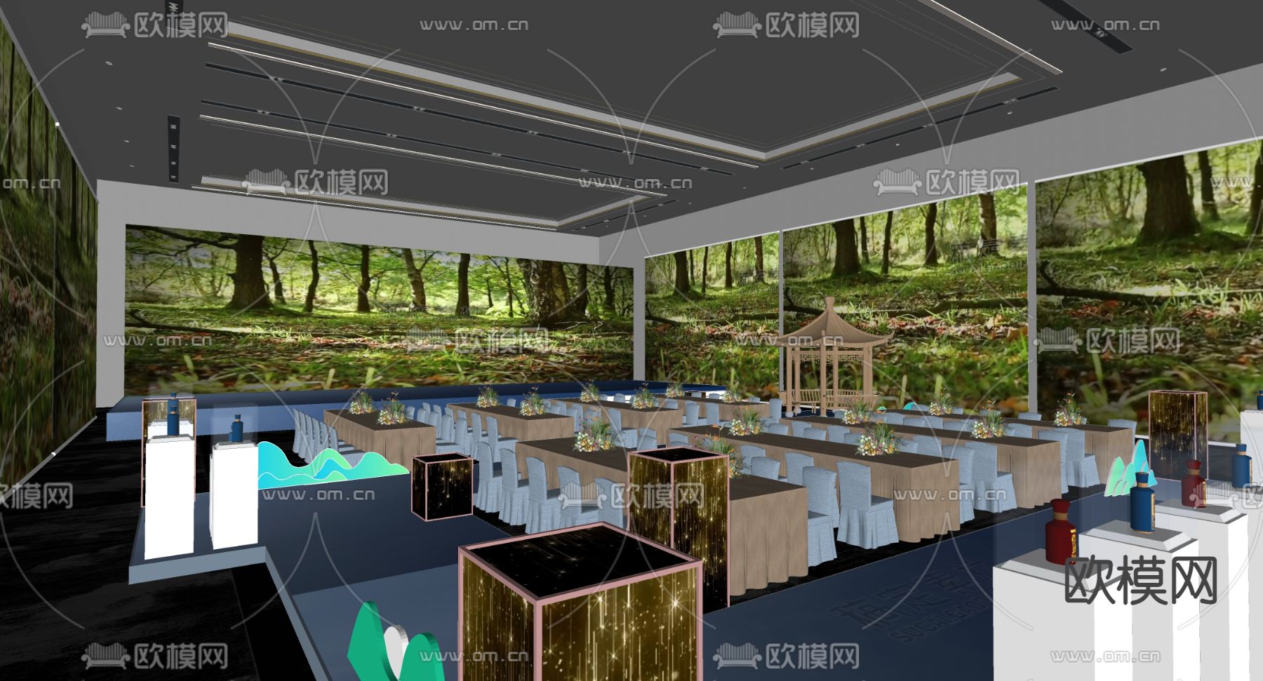 现代宴会舞台 活动现场su模型