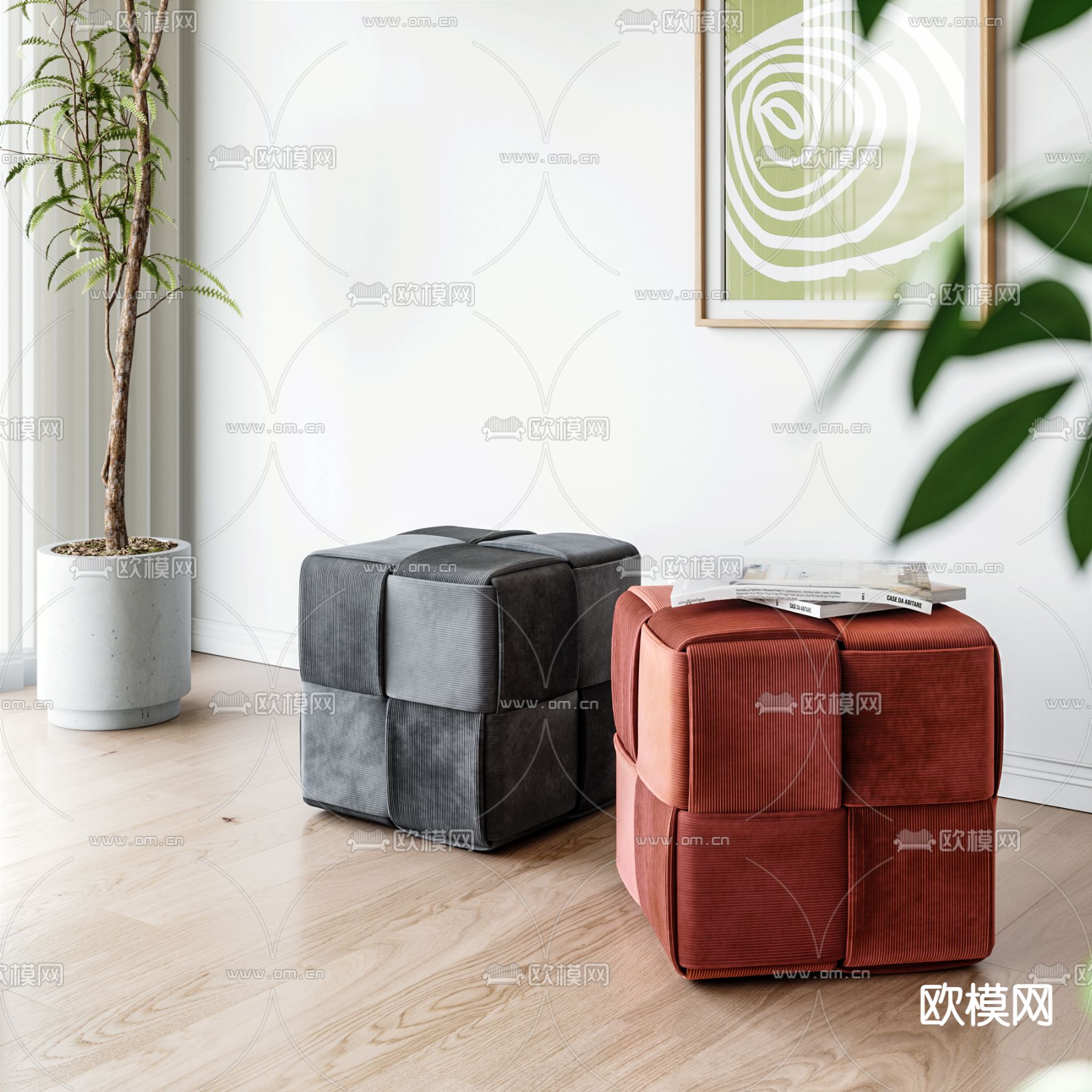 沙发凳 凳子3d模型下载（渲染图2）