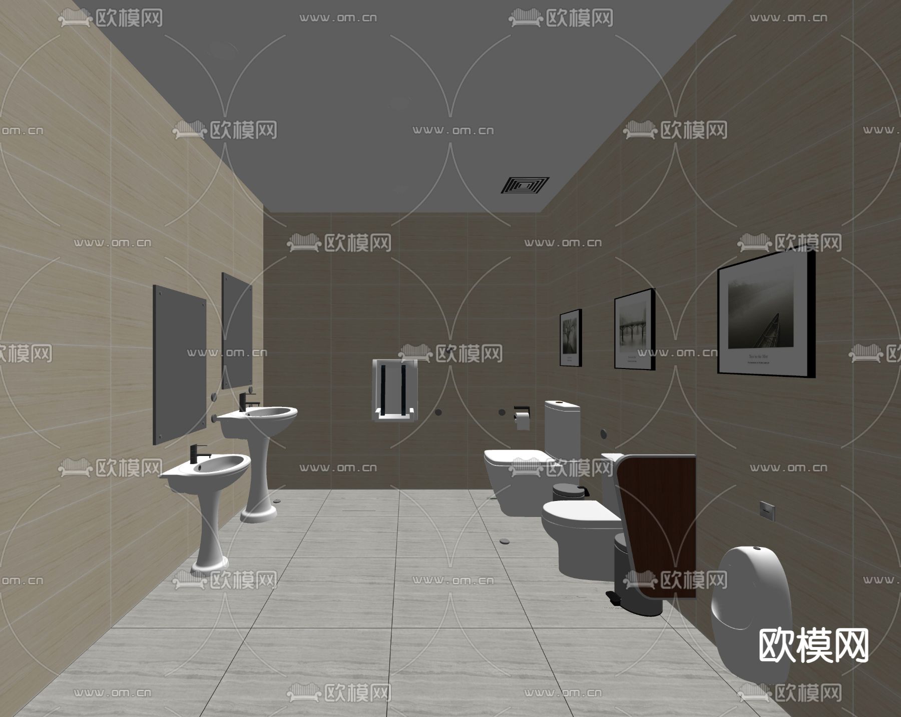 残疾人卫生间su模型下载（渲染图2）