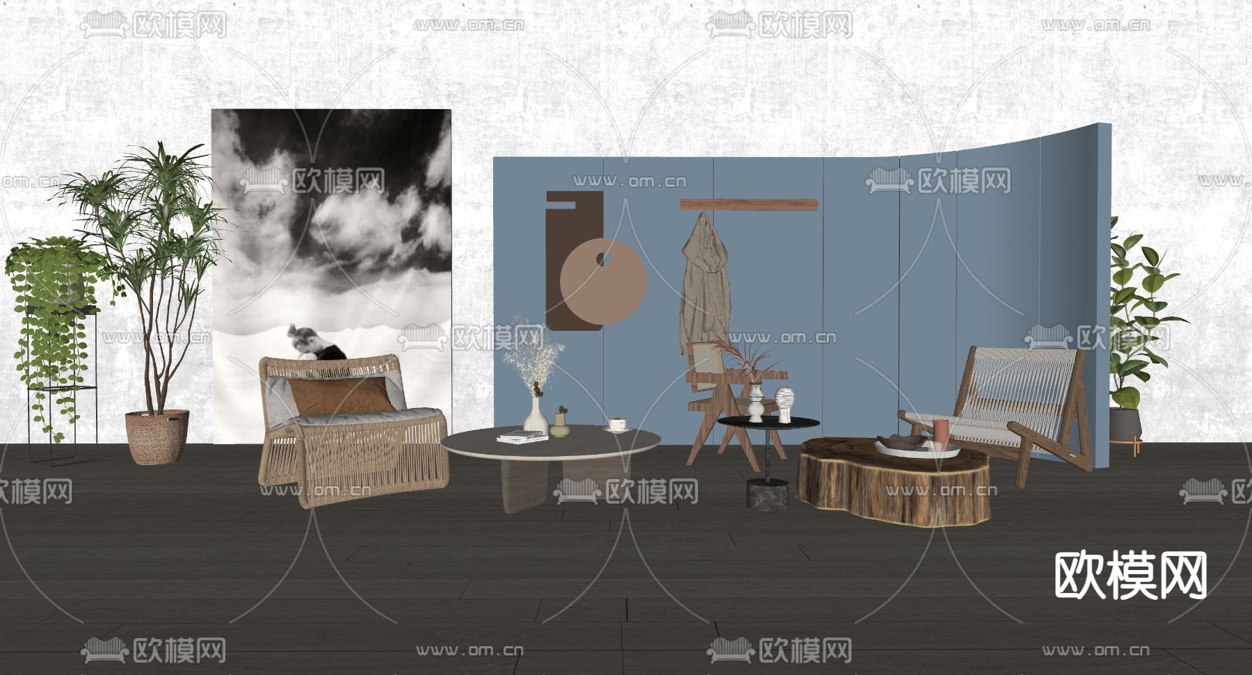 现代休闲桌椅su模型