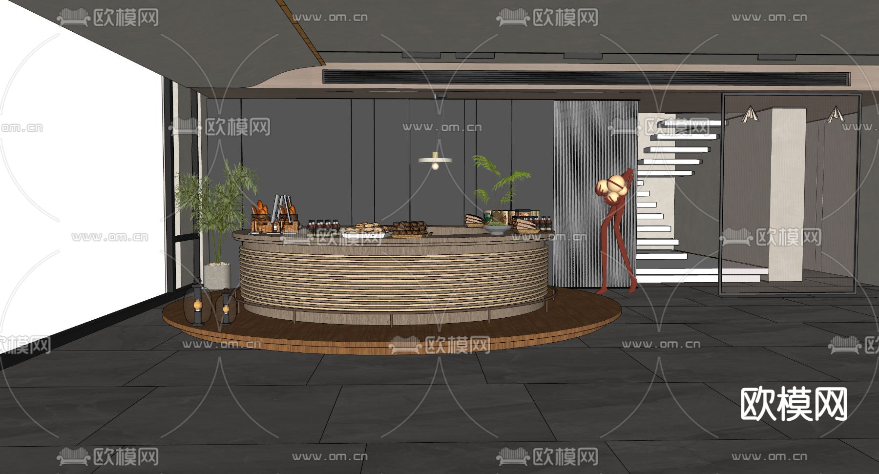 现代水吧台su模型