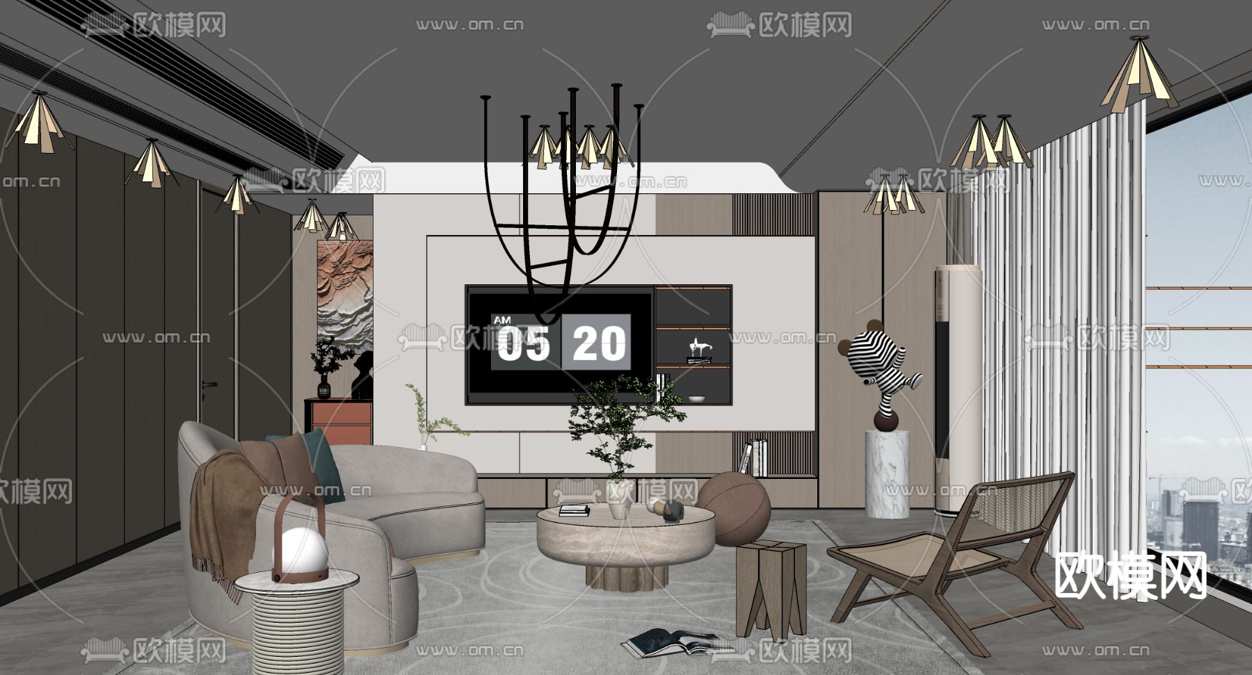 现代客厅su模型