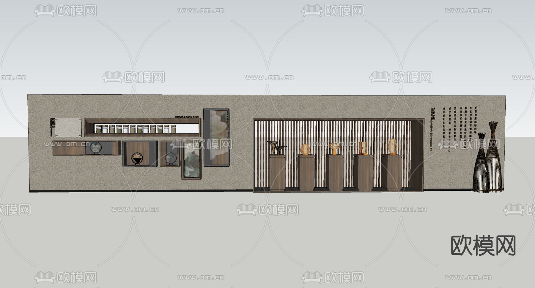文化展示墙su模型