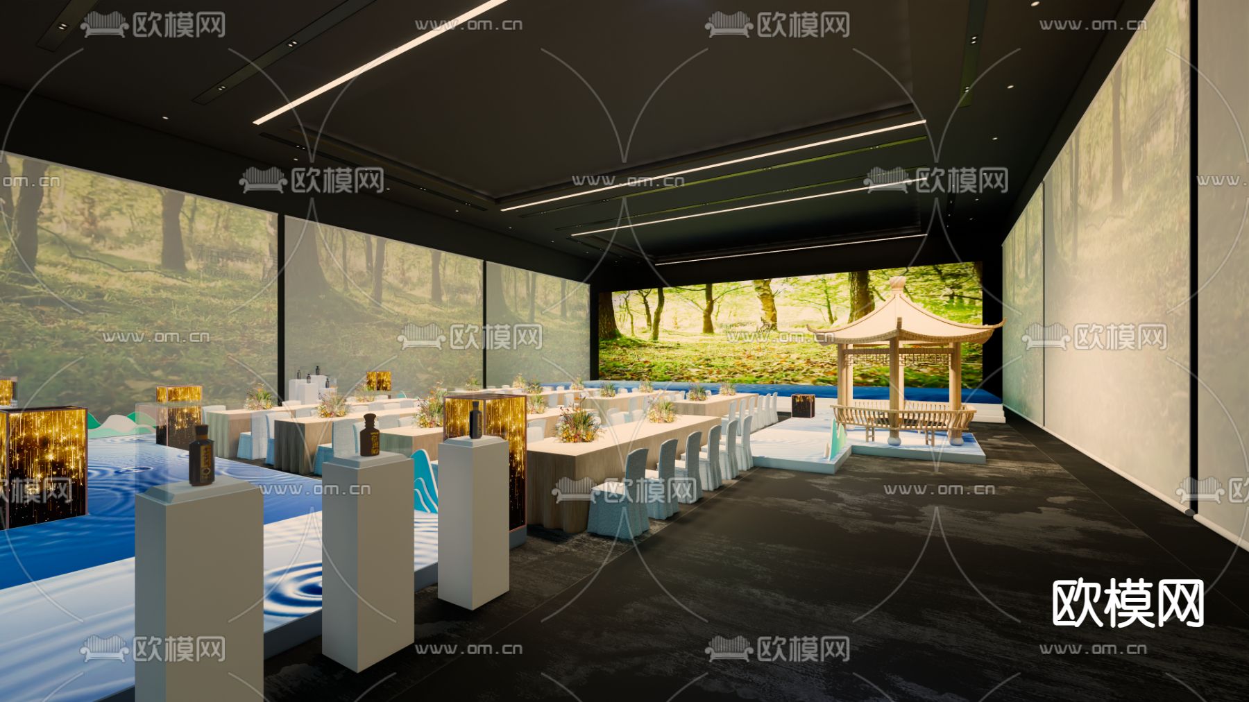 现代宴会舞台 活动现场su模型