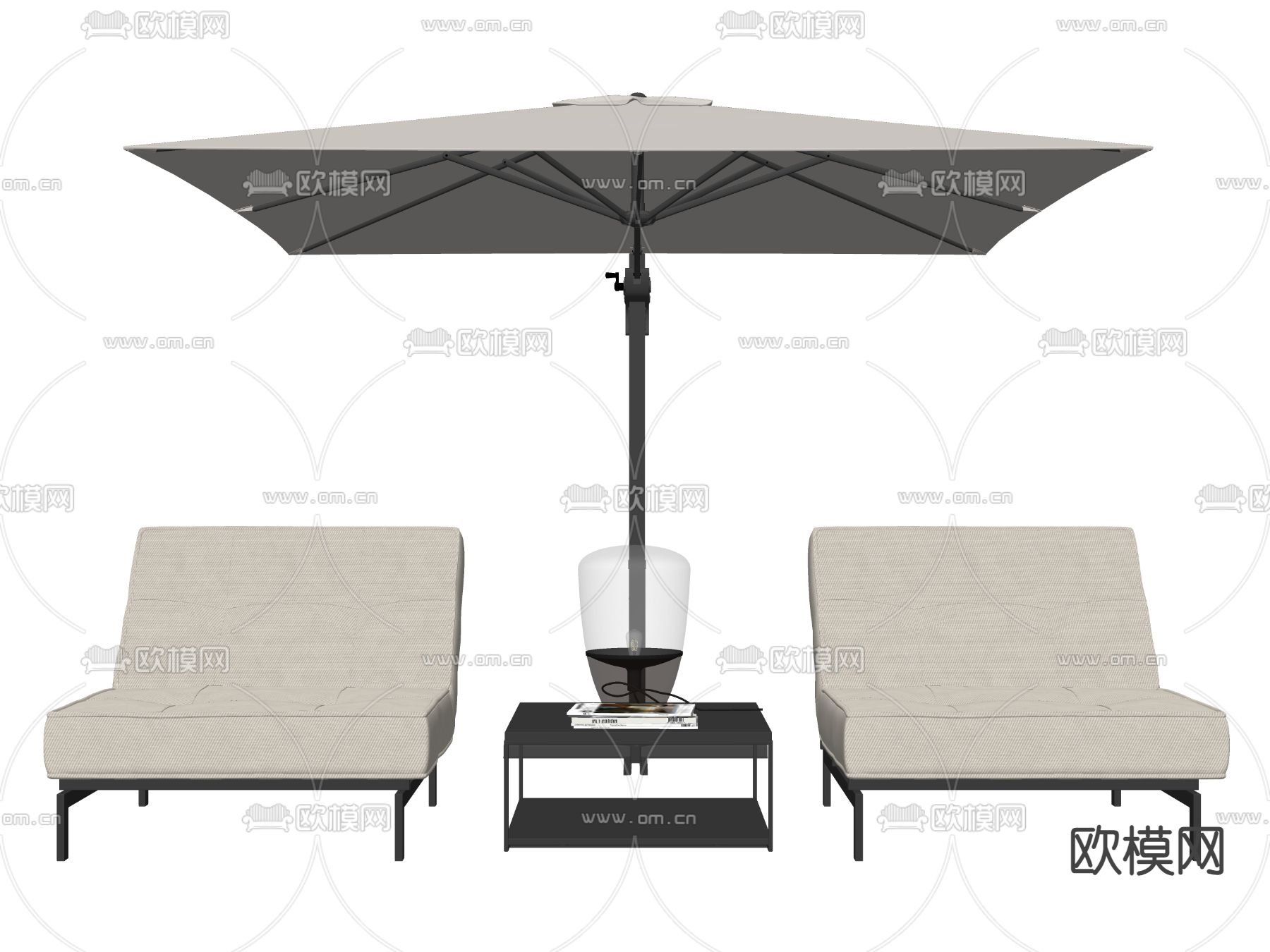 现代户外躺椅su模型下载（渲染图2）