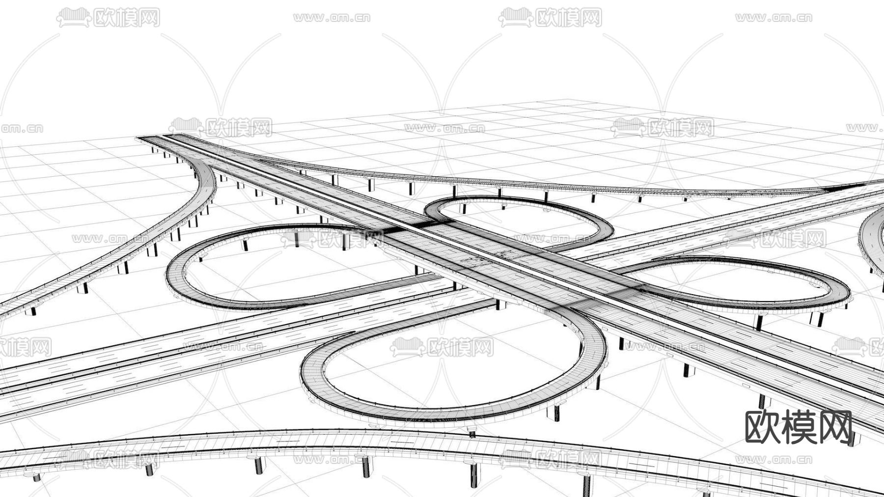立交桥 高架桥3d模型下载（渲染图3）