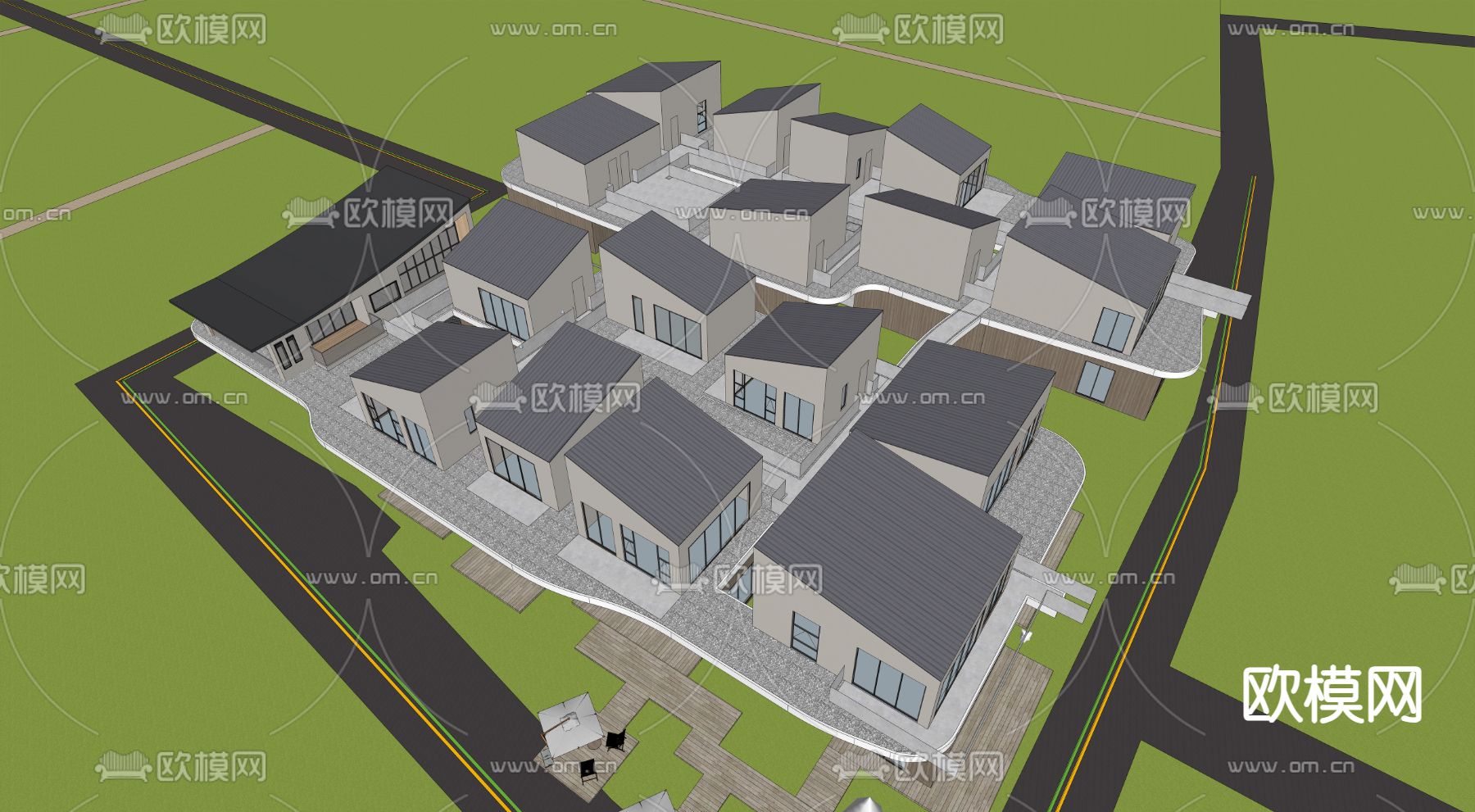 乡村民宿建筑su模型