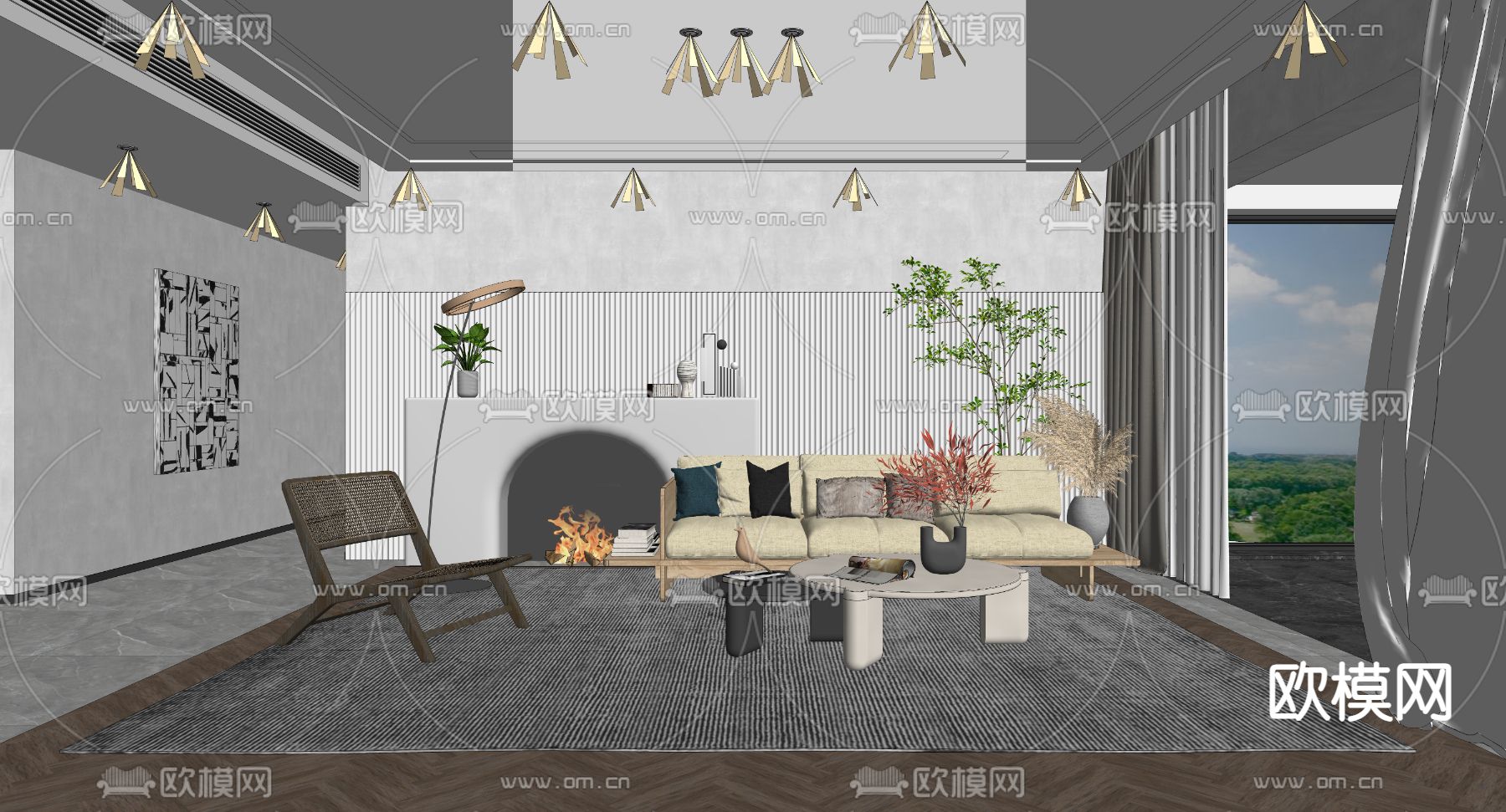 现代客厅su模型