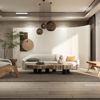 侘寂风客厅su模型