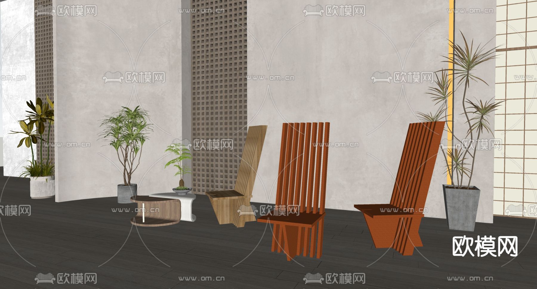 现代休闲椅su模型