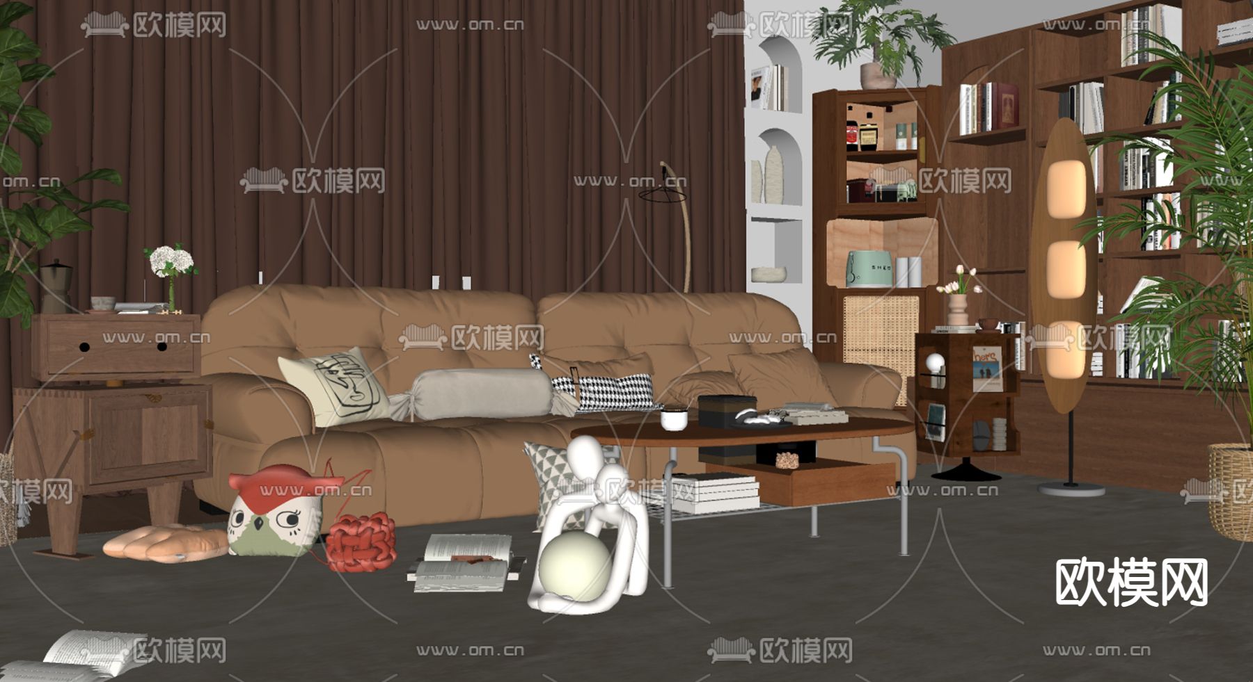 北欧组合沙发su模型下载（渲染图2）