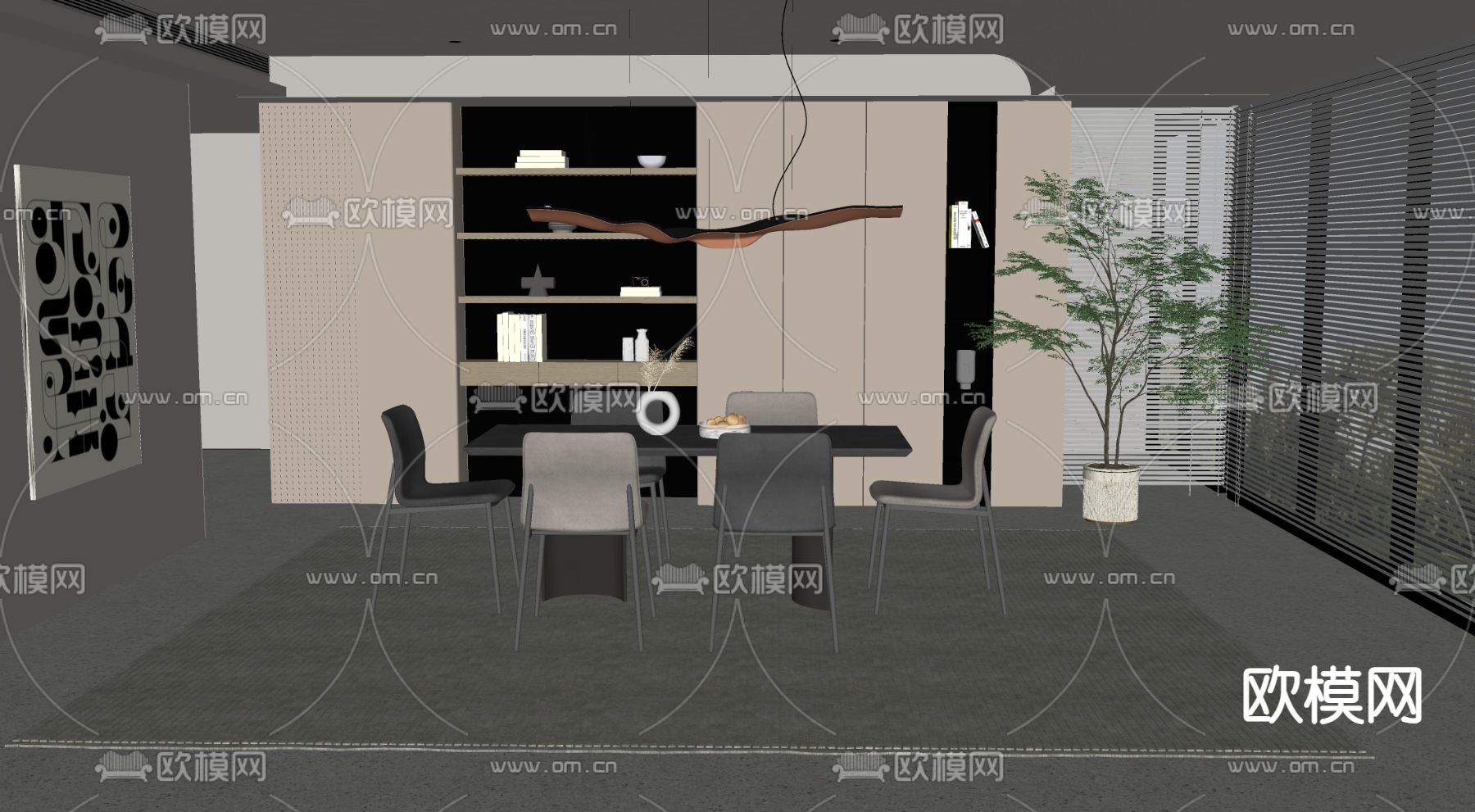 现代餐厅su模型