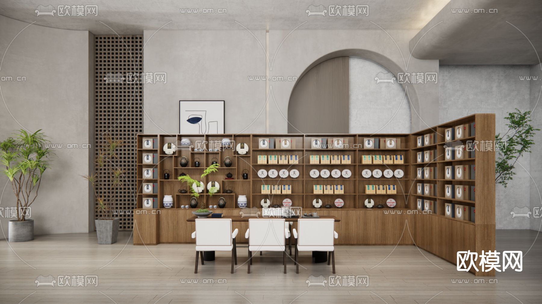 茶叶店 展示柜su模型