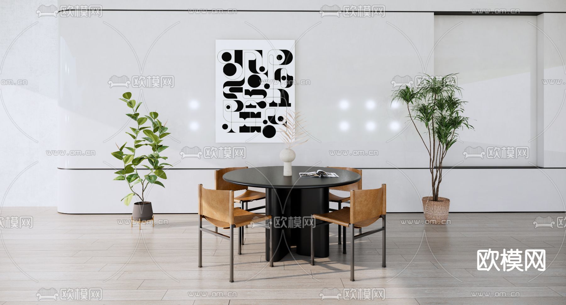 现代餐桌椅su模型