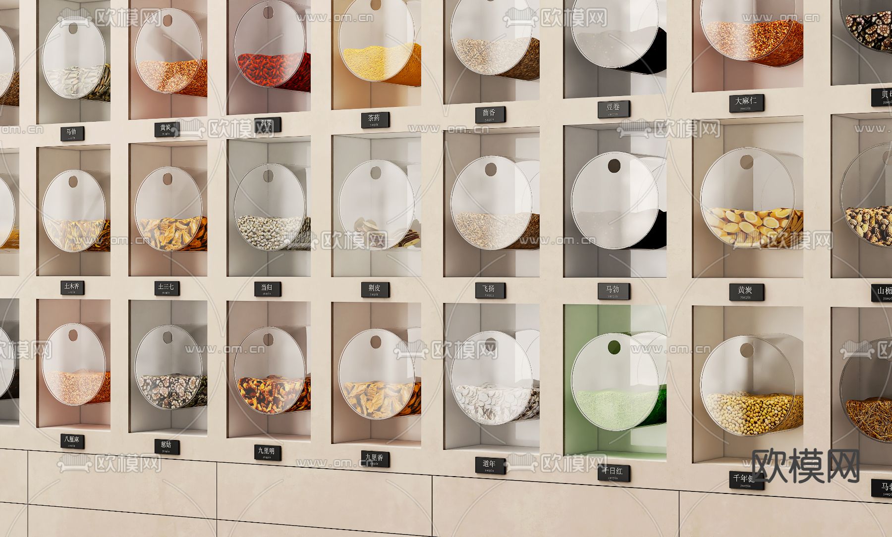 中药品柜 百子柜3d模型下载（渲染图2）