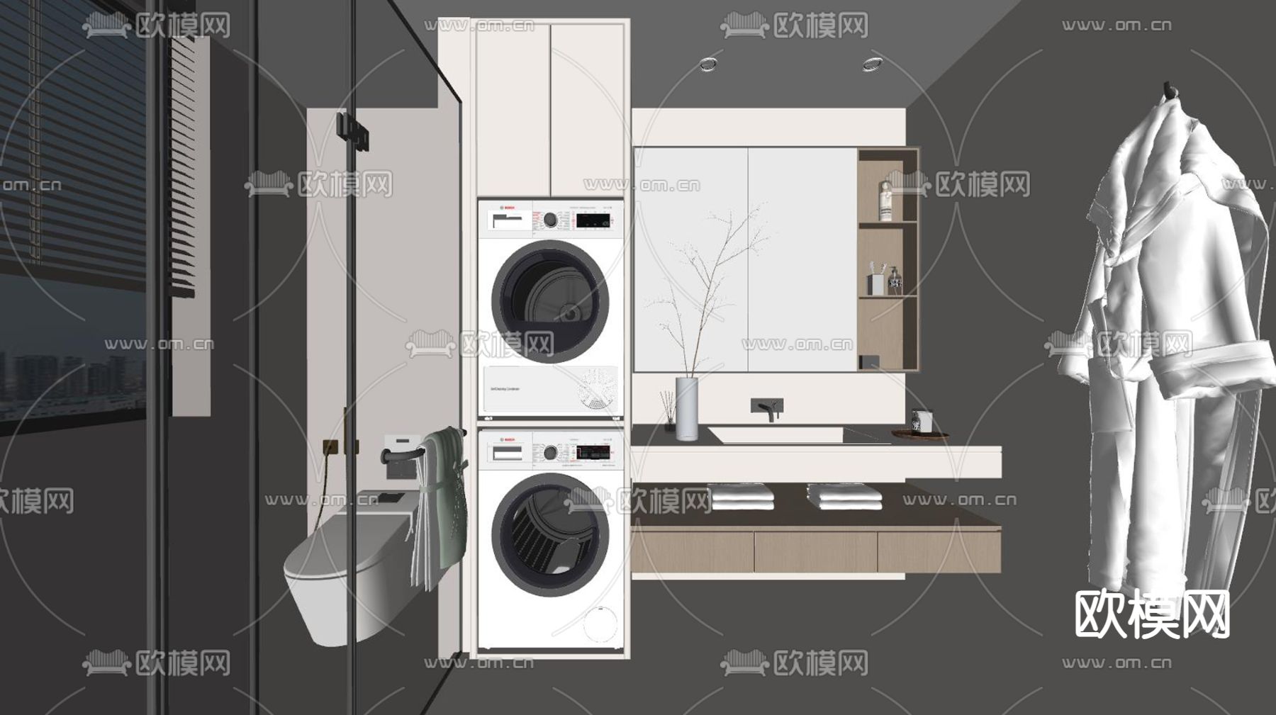 卫生间 浴室su模型下载（渲染图2）