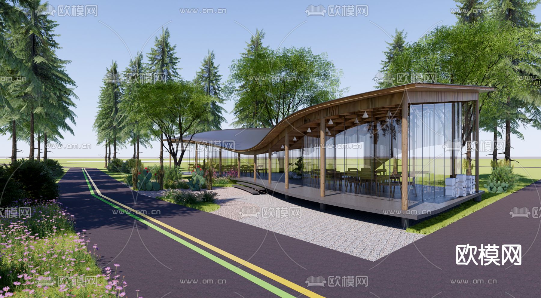 现代绿道驿站 景观驿站su模型