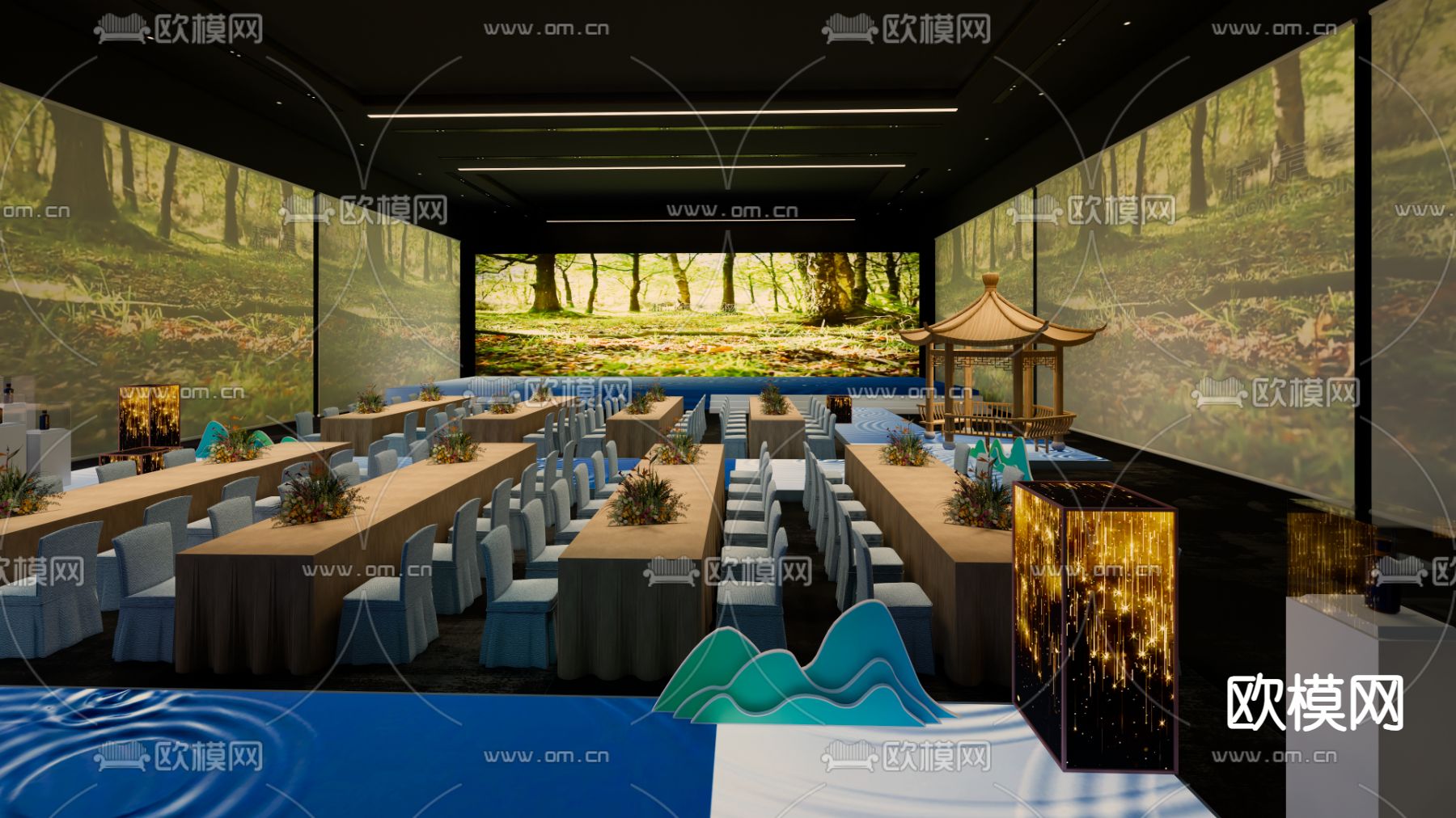 现代宴会舞台 活动现场su模型