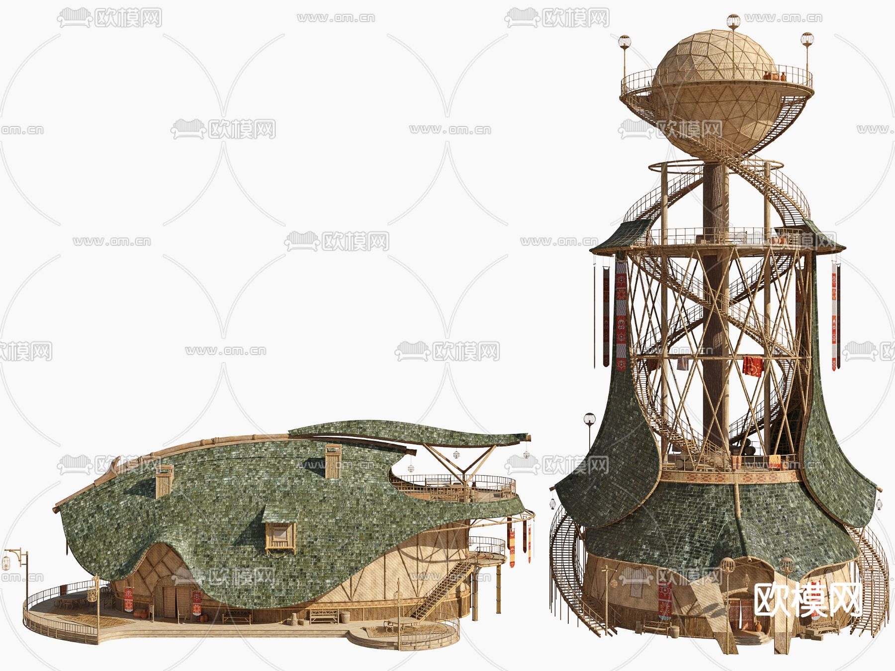 北欧古建 塔楼3d模型下载