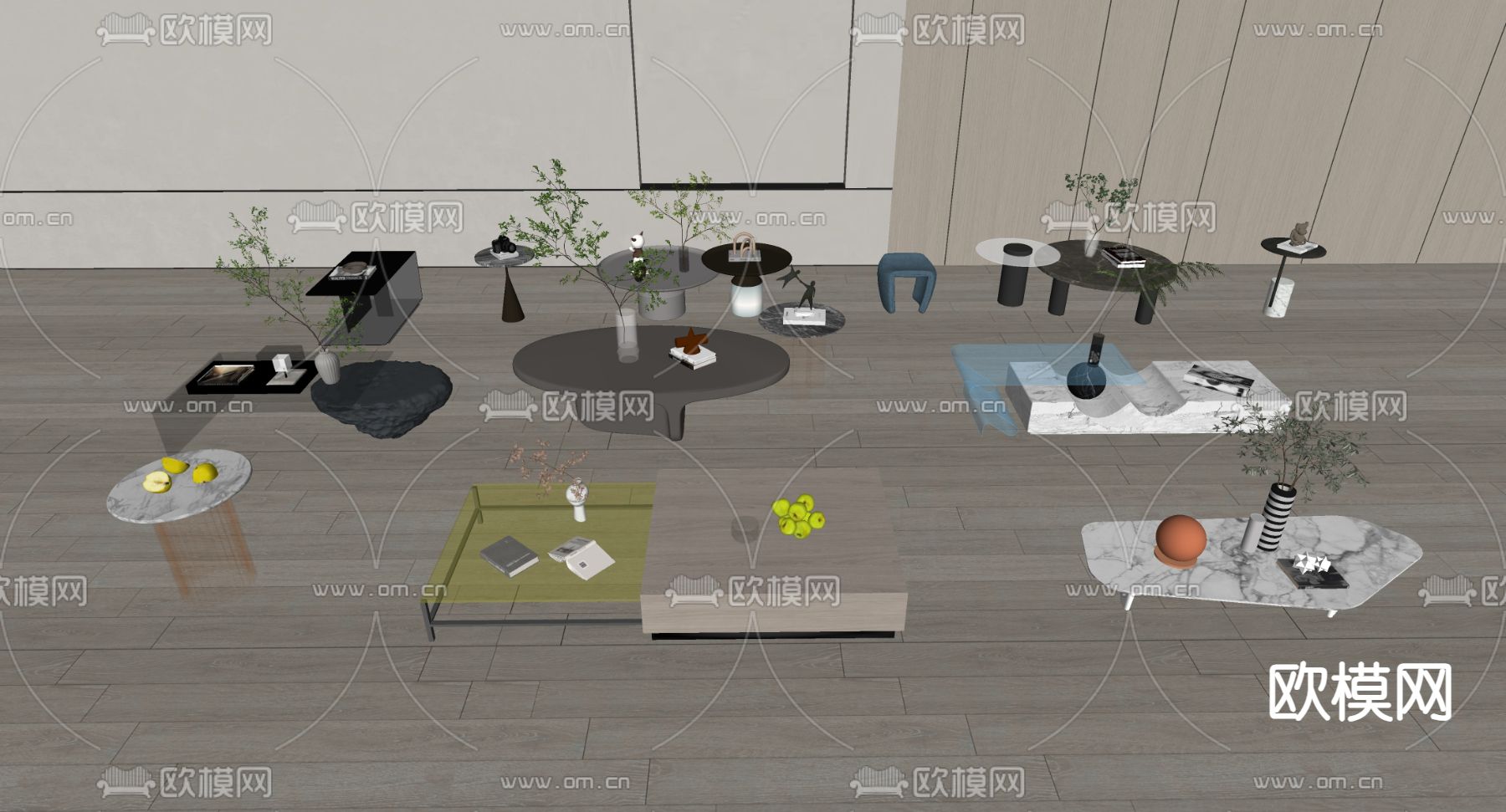 现代茶几su模型下载（渲染图2）