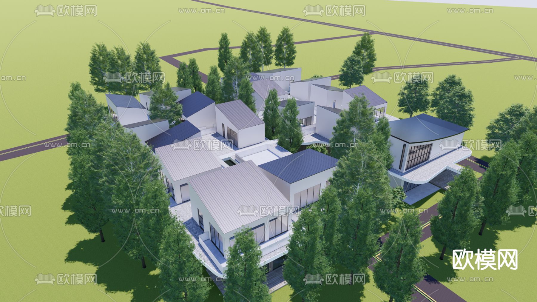 乡村民宿建筑su模型