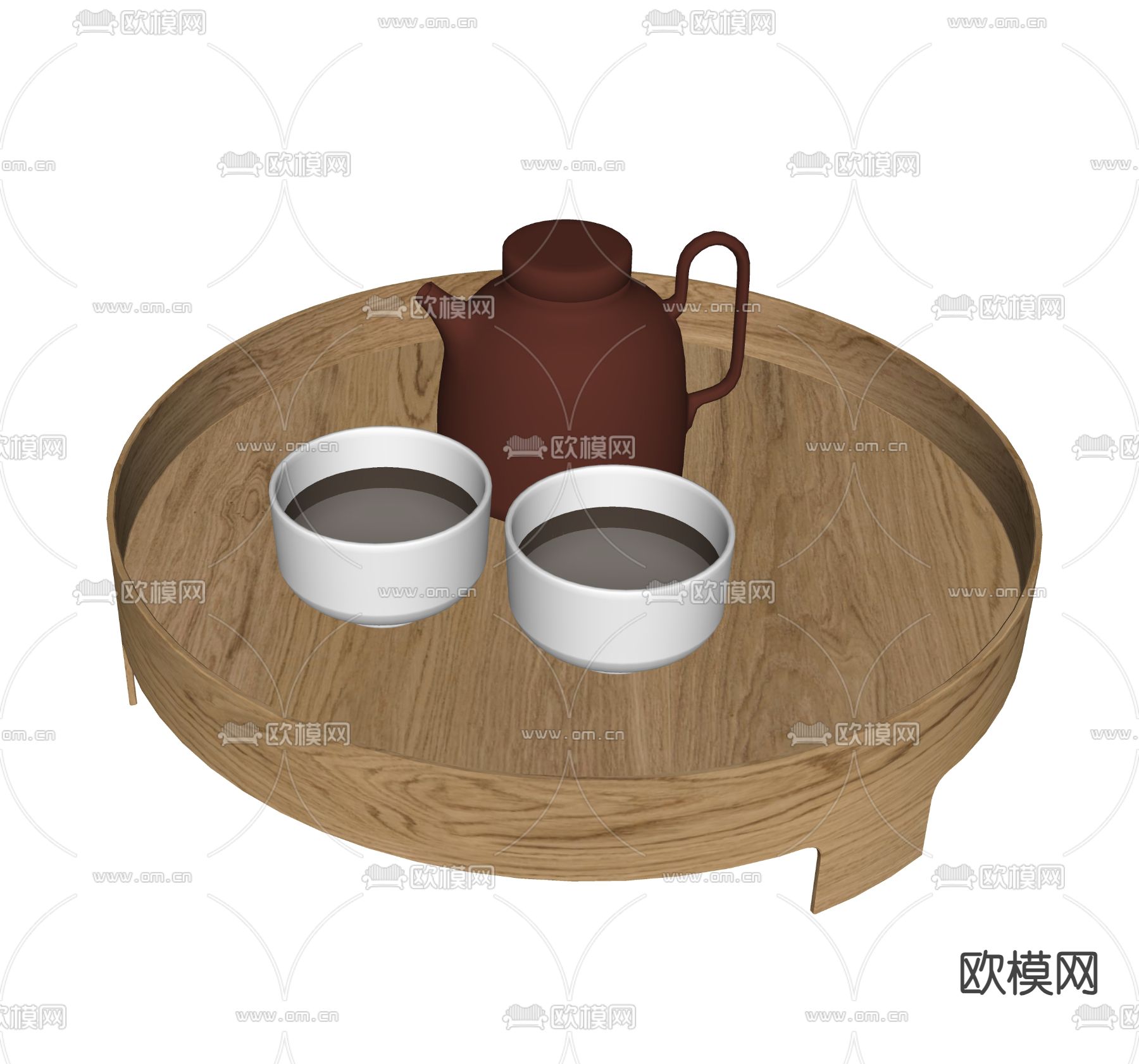 茶具 茶杯 茶壶 茶盘su模型下载（渲染图2）