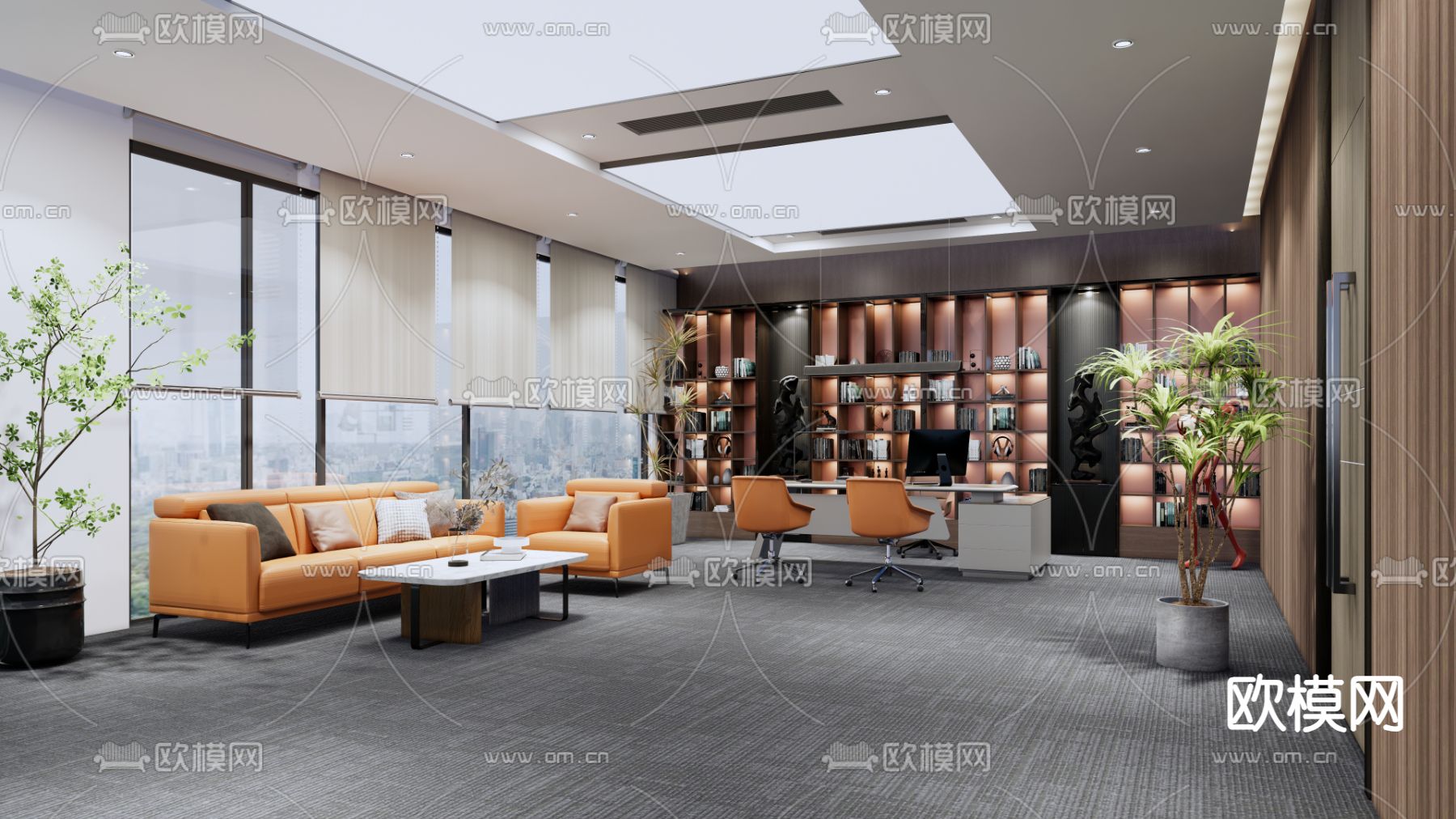 现代经理办公室su模型