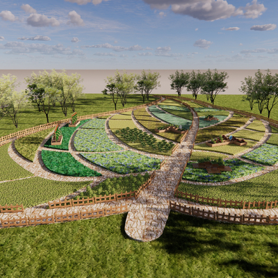 乡村庭院 创意菜园su模型