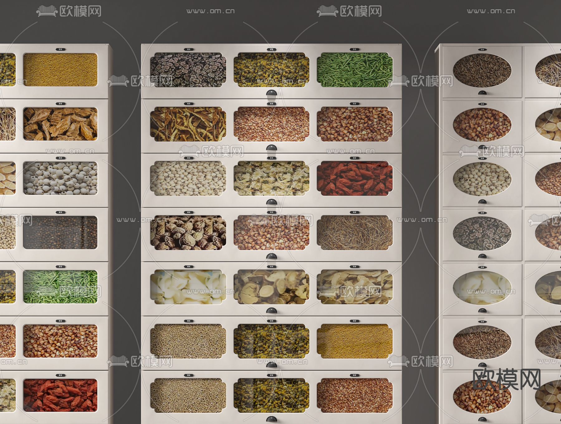 中药品柜 百子柜3d模型下载（渲染图3）