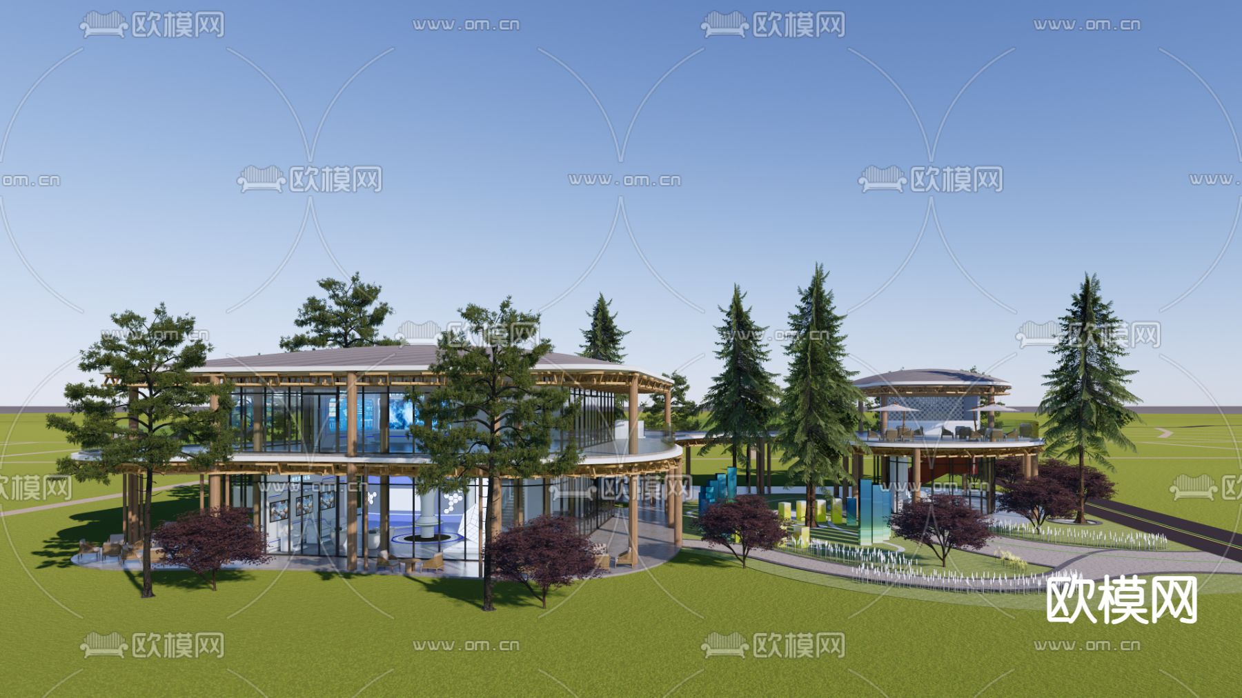 展览馆建筑 文化展示中心su模型