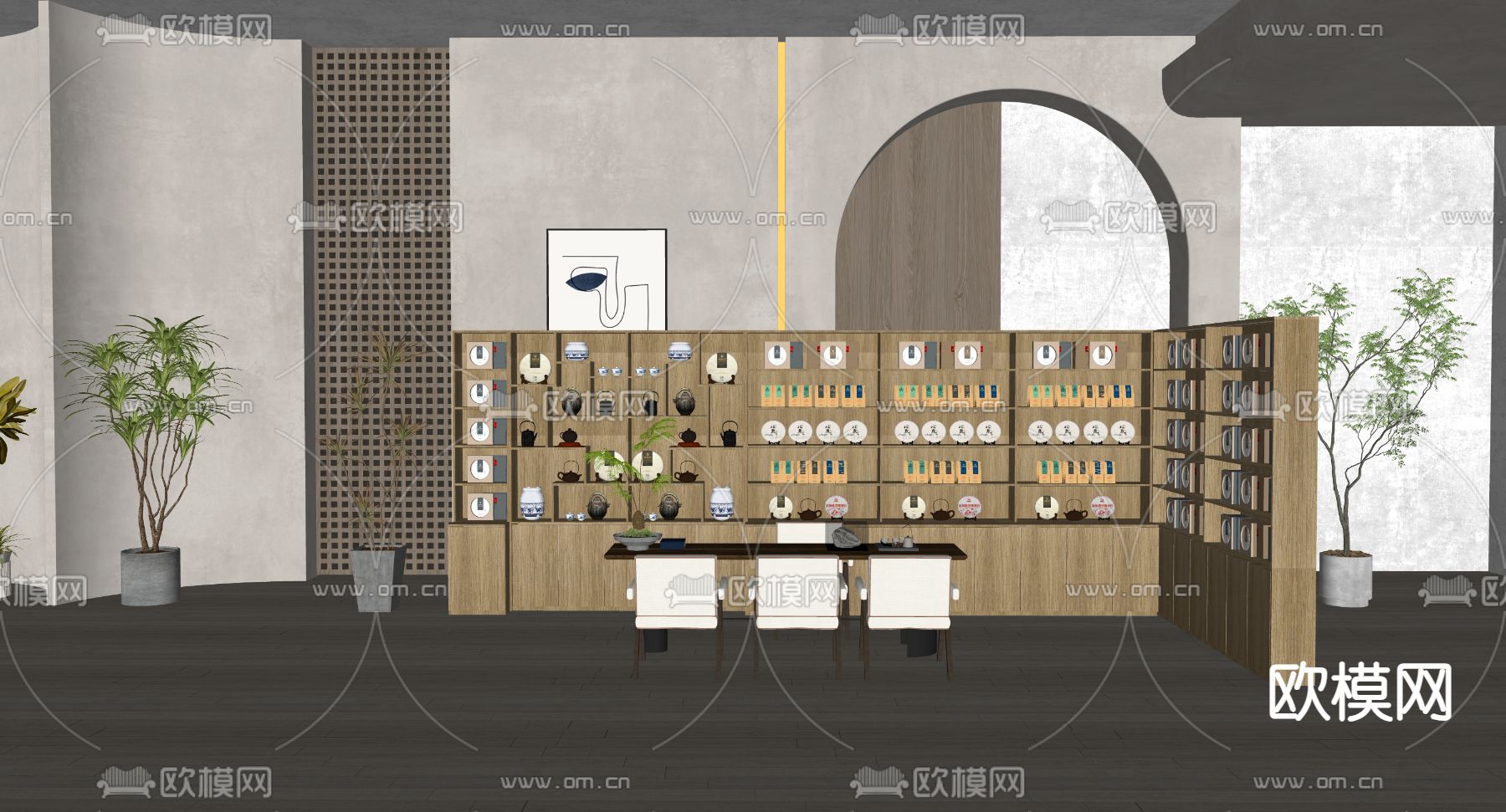 茶叶店 展示柜su模型