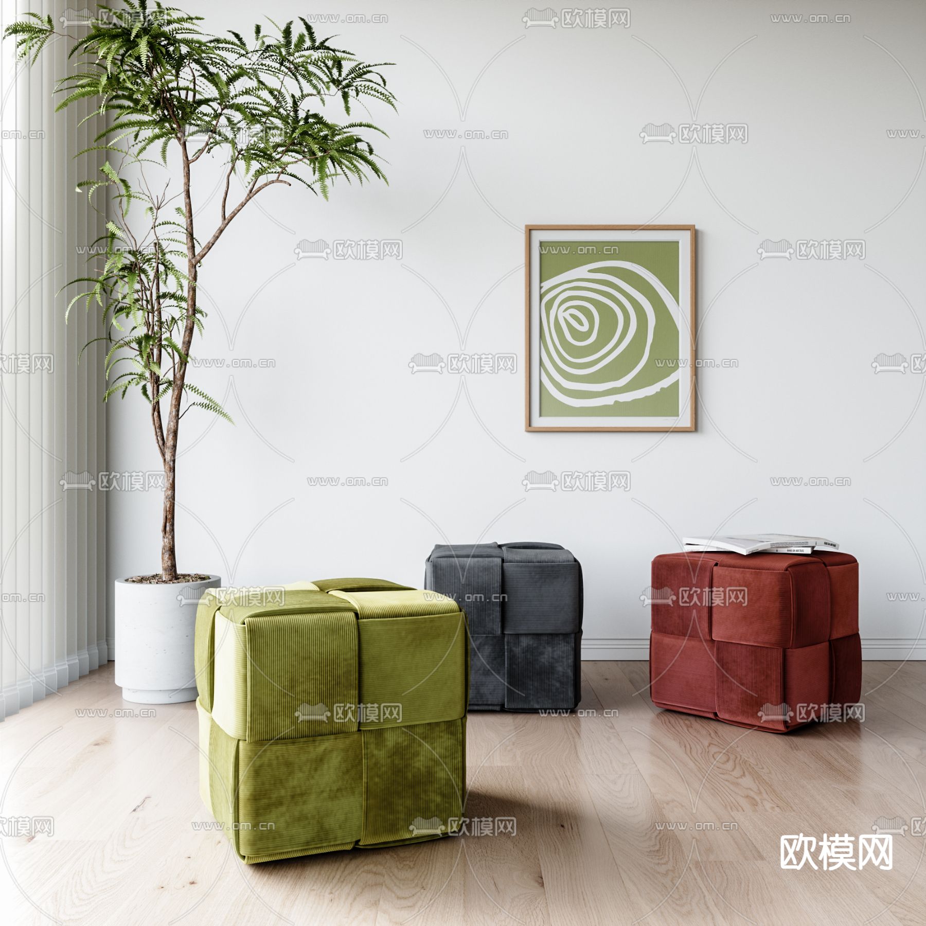 沙发凳 凳子3d模型下载（渲染图3）