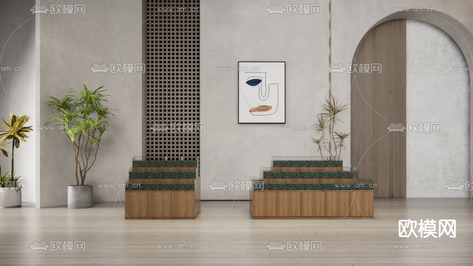 现代货柜展台su模型