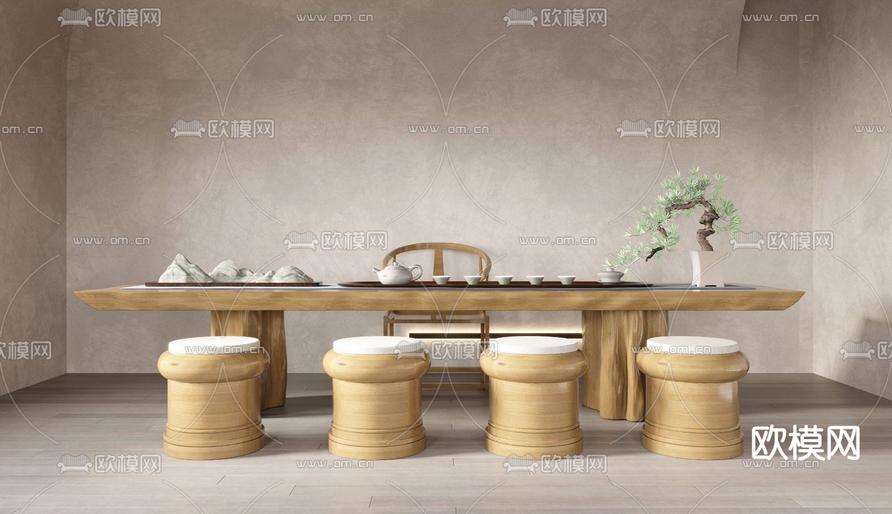 新中式茶台 茶桌3d模型下载