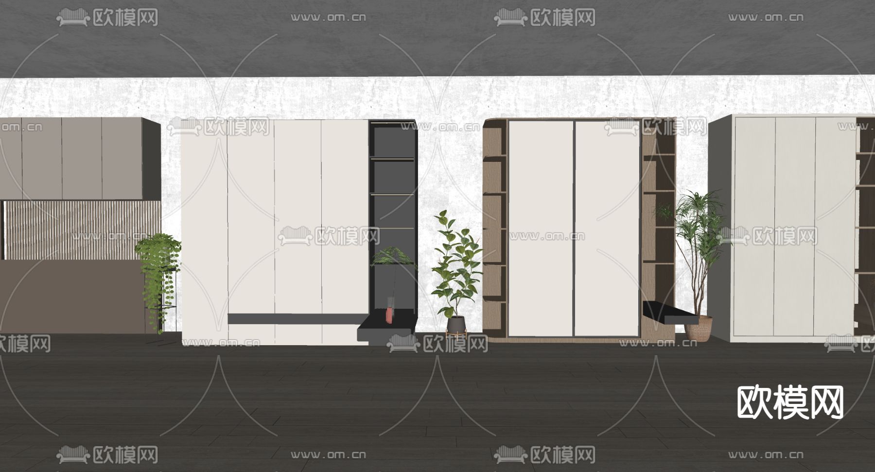 现代衣柜su模型