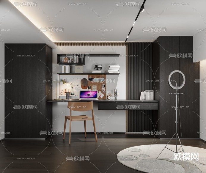 现代书房3d模型下载(渲染图1)