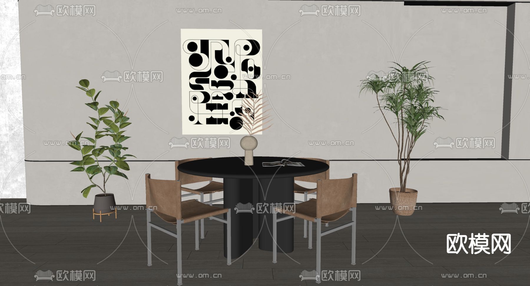 现代餐桌椅su模型