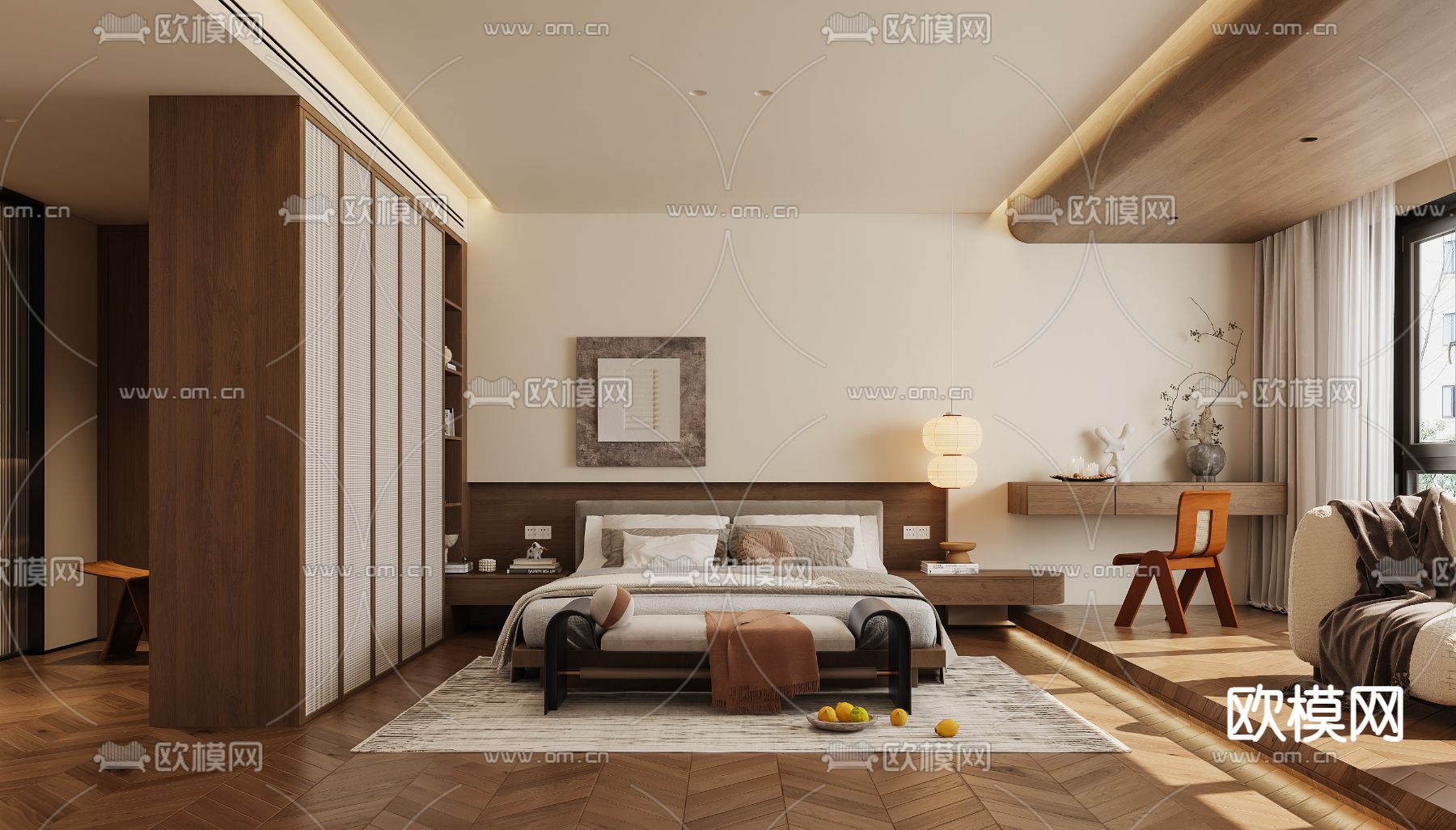 侘寂卧室 主卧3d模型下载