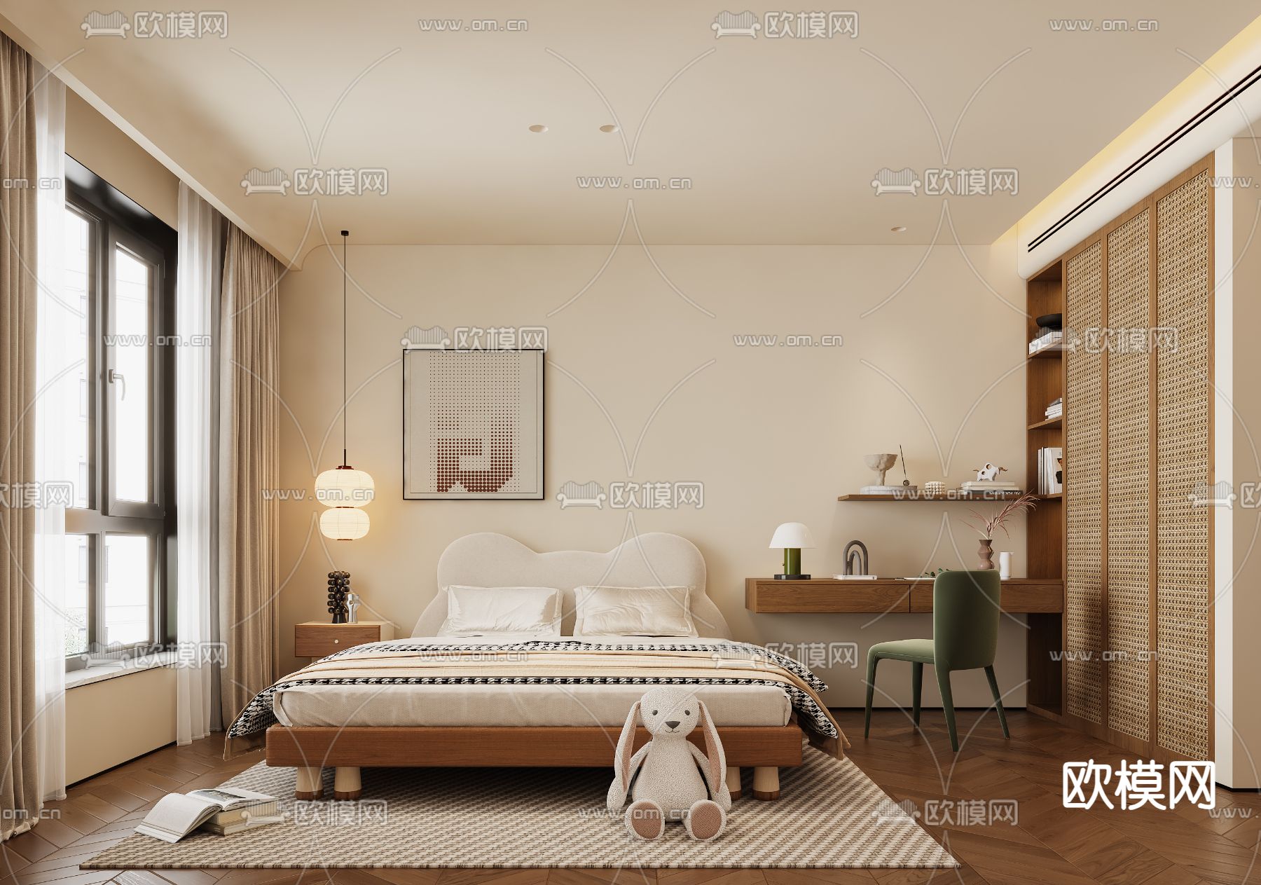 北欧卧室 主卧3d模型下载