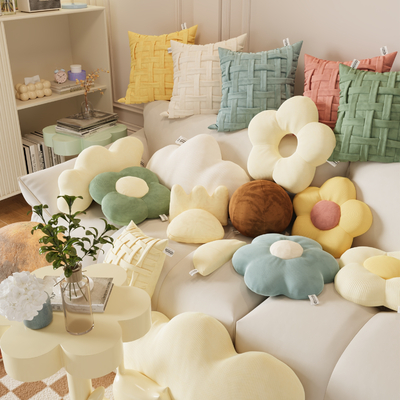  奶油风花瓣抱枕su模型 