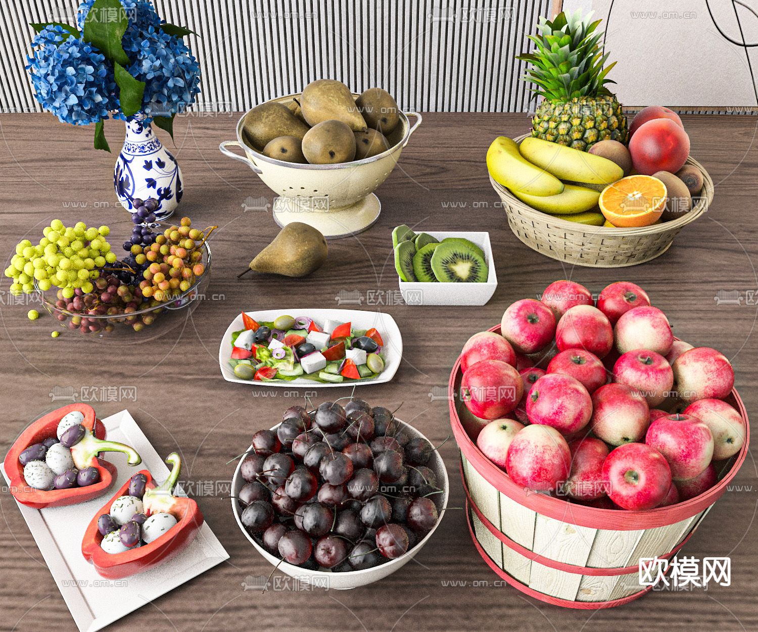 零食 水果 葡萄 橙子 香蕉 菠萝3d模型下载