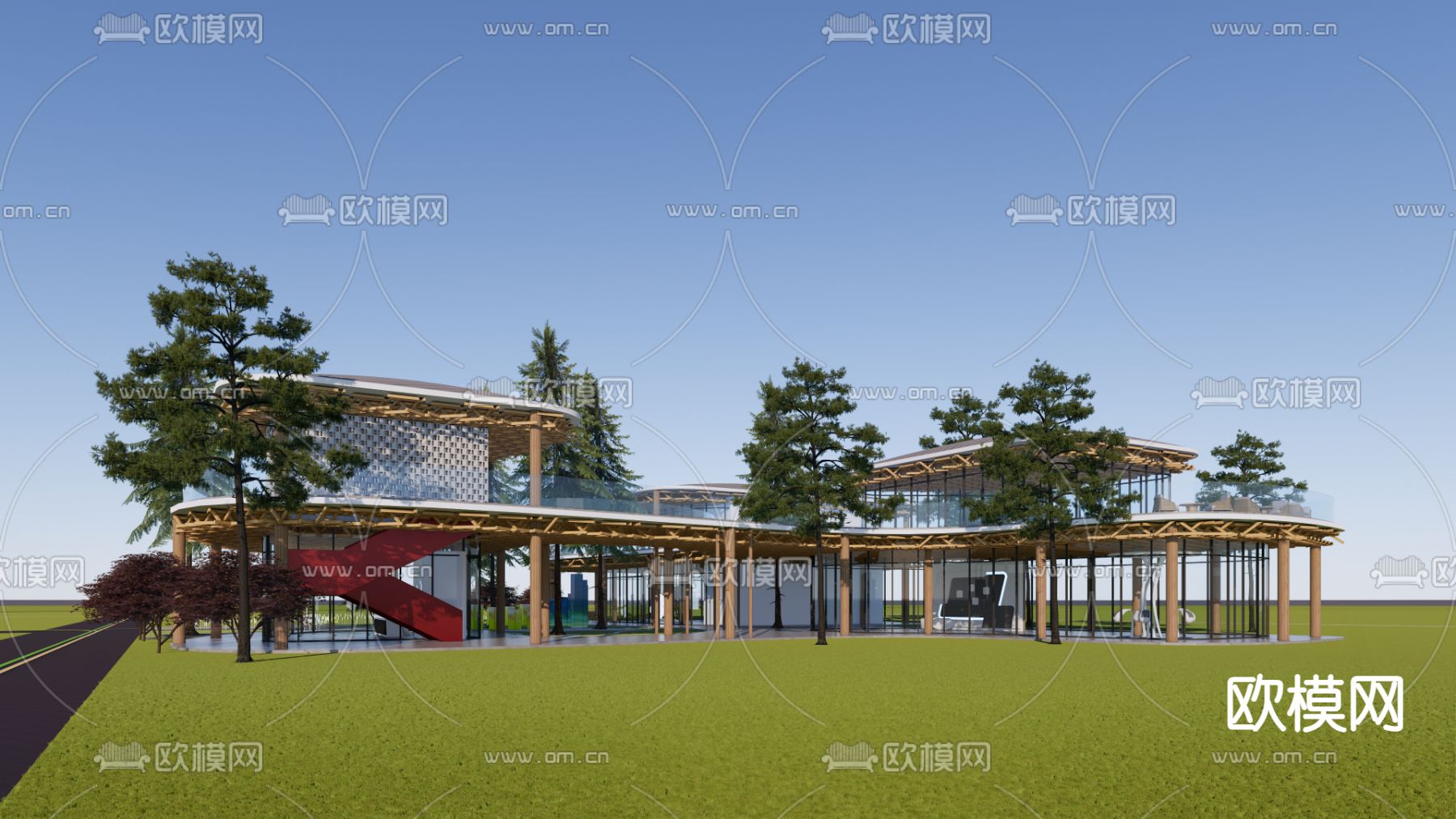 展览馆建筑 文化展示中心su模型