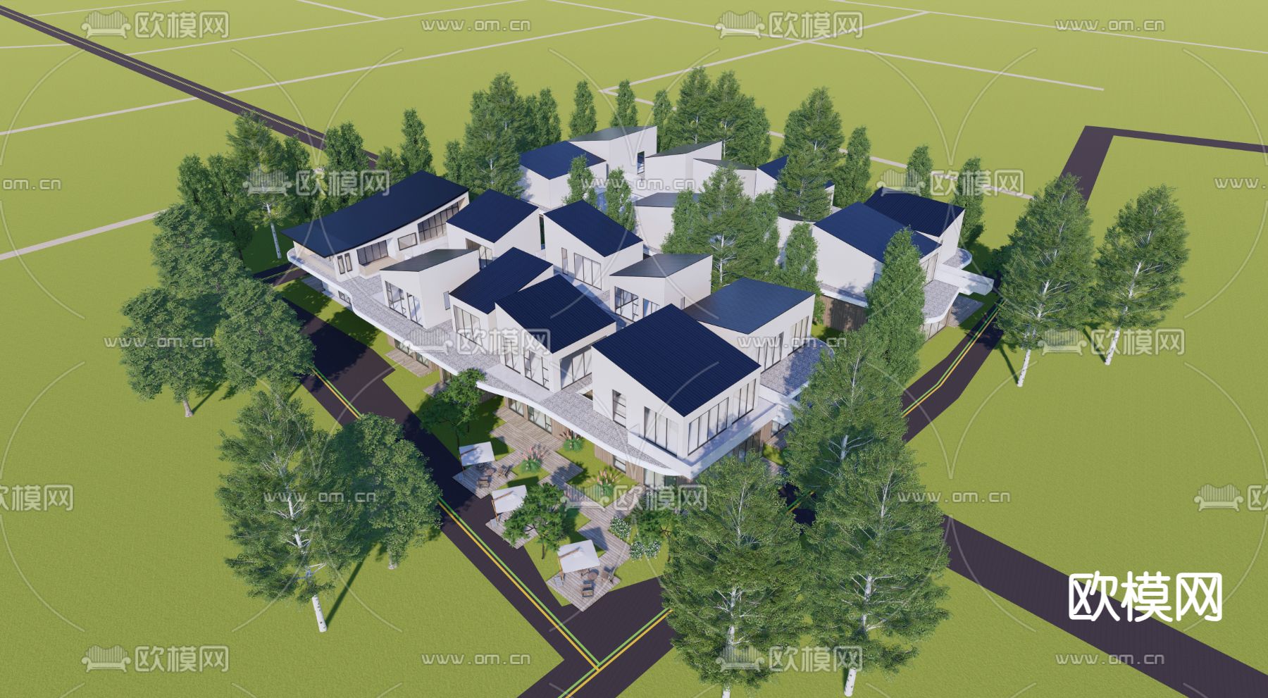 乡村民宿建筑su模型