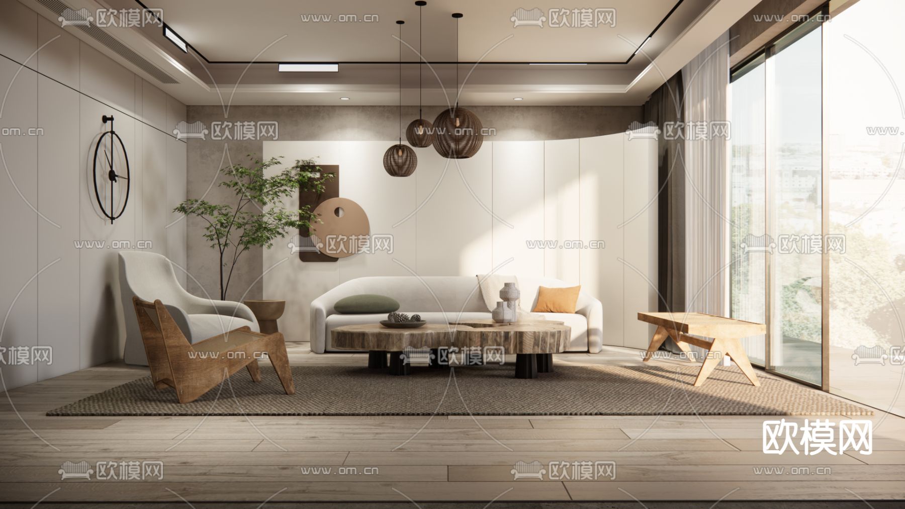 侘寂风客厅su模型