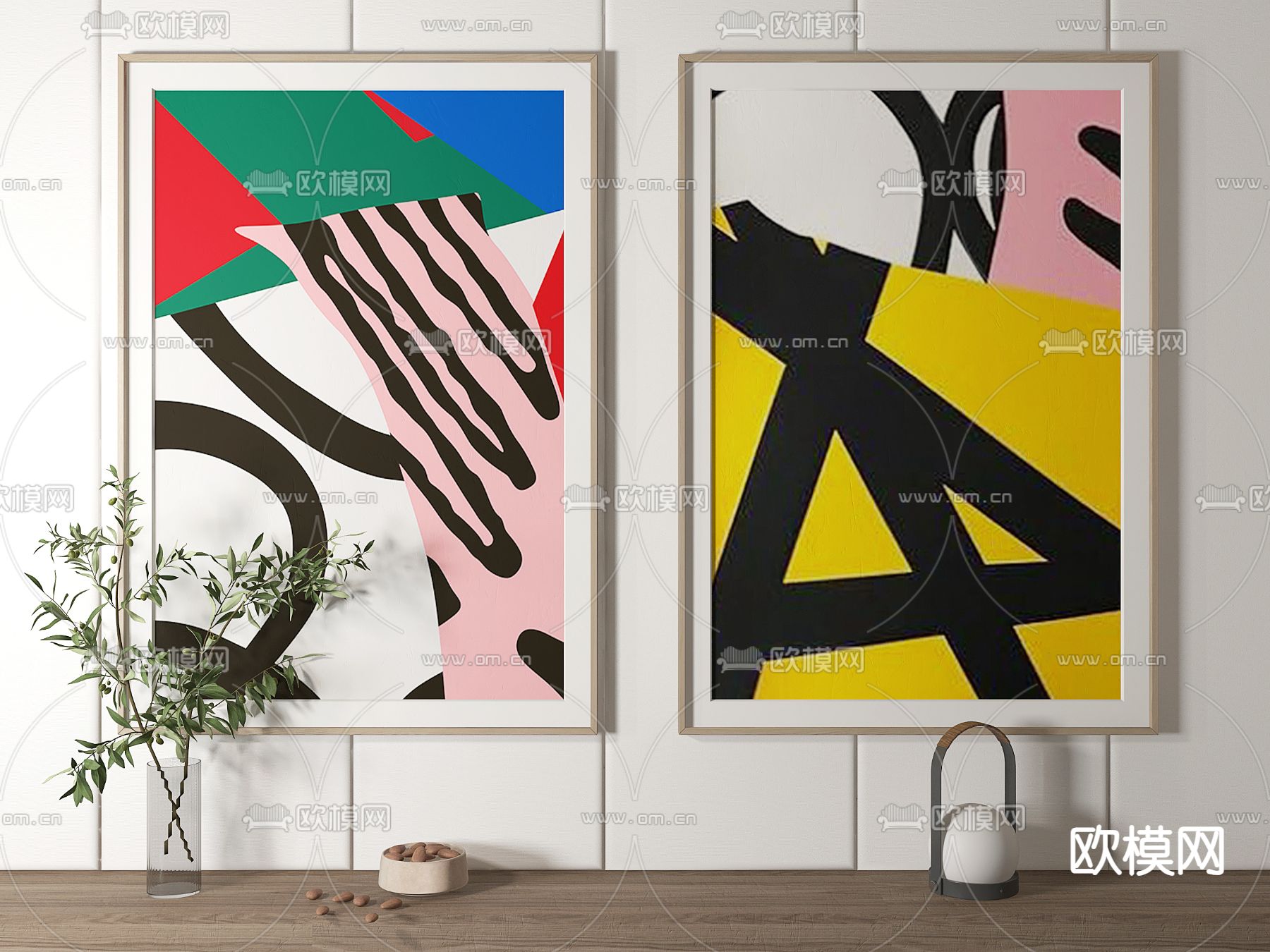 现代装饰画su模型下载（渲染图1）