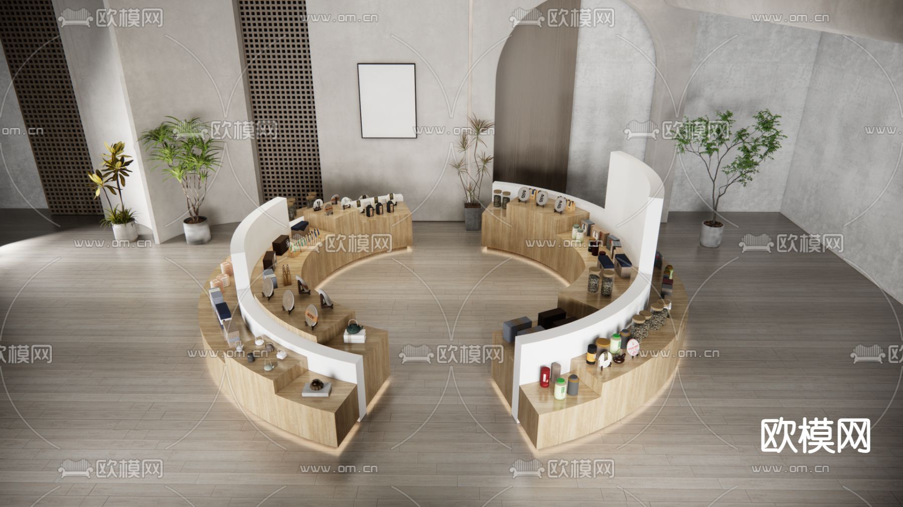 茶叶展台 创意展台su模型